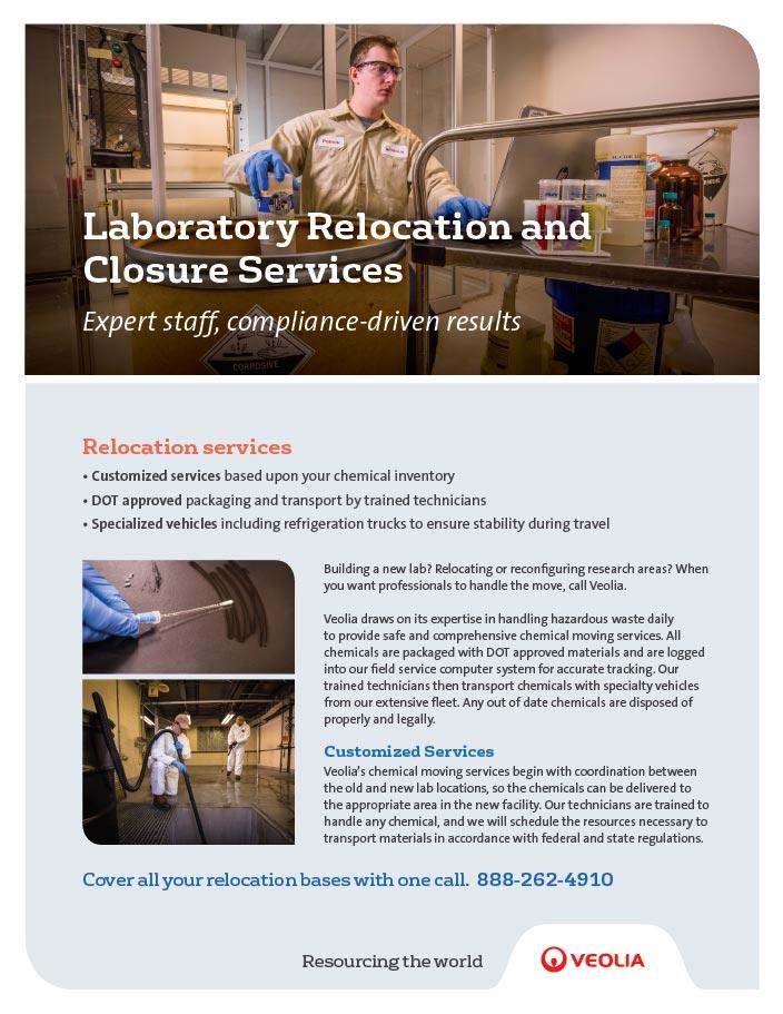 Laboratory relocation and closure services