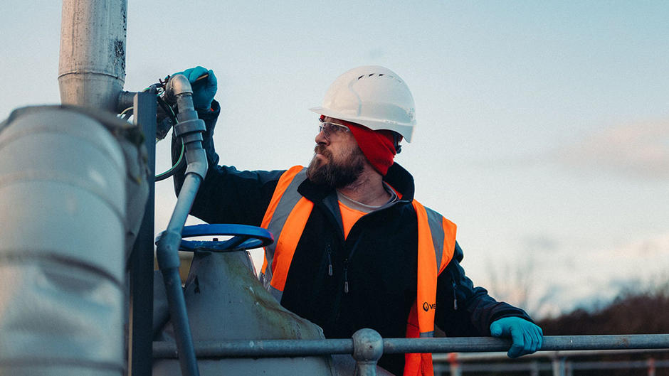 Employee working at a plant