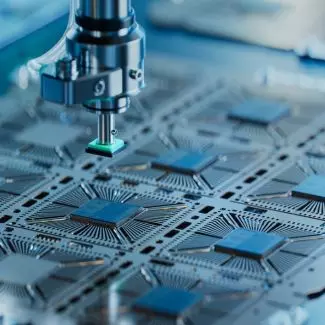 Close-up image of semiconductor manufacturing process
