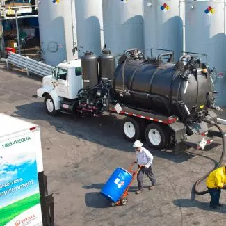 Veolia employees seen from an aerial view