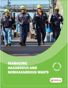 The cover of Veolia's brochure titled "Managing Hazardous and Non-Hazardous Waste"