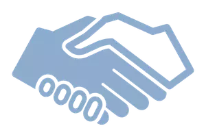 An icon of two hands in a handshake