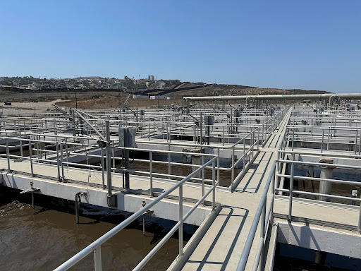Wastewater treatment tanks at the South Bay plant just north of the Mexican border
